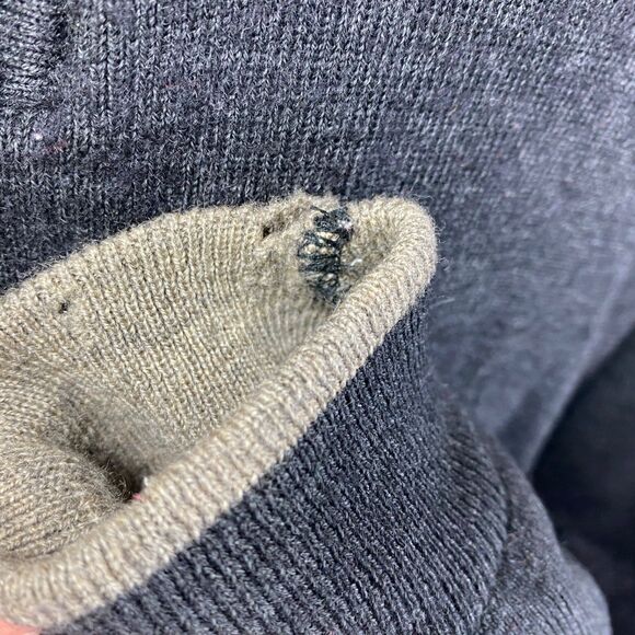 Carnoustie Dark Gray Black Wool Blend Pullover Sweater Lg Long Sleeves 1/4 Zip - Picture 15 of 16